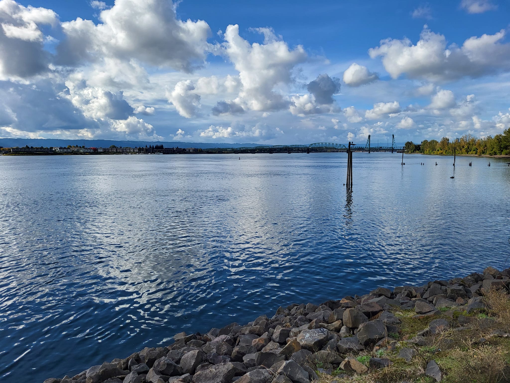 Columbia River separating Vancouver, Washington from Portland, Oregon